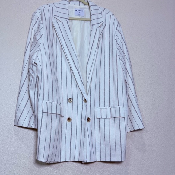 Old Navy Double-Breasted Linen-Blend Blazer 2X - Picture 2 of 6